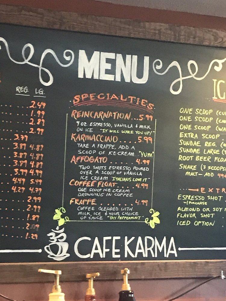 Menu at Cafe Karma, South Padre Island