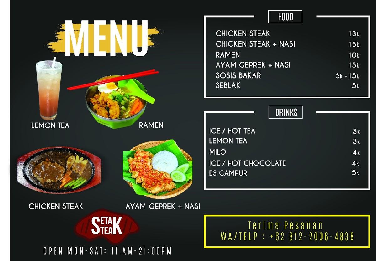 Menu at Cafe Setak Steak, Cipatat