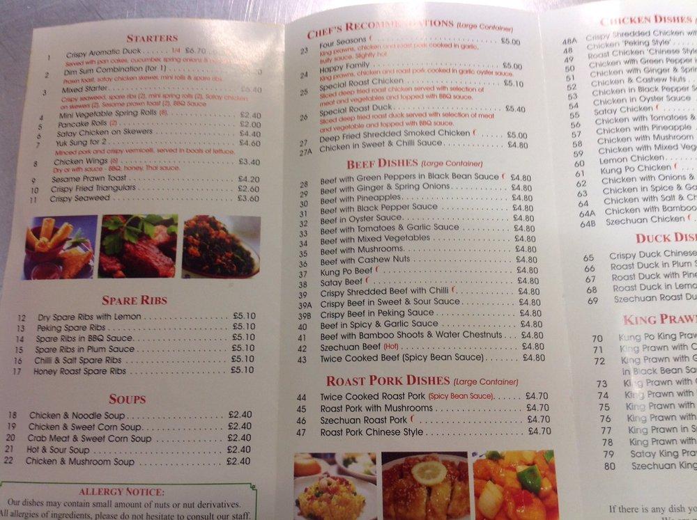 Menu at Champagne Chinese takeaway fast food, Barry