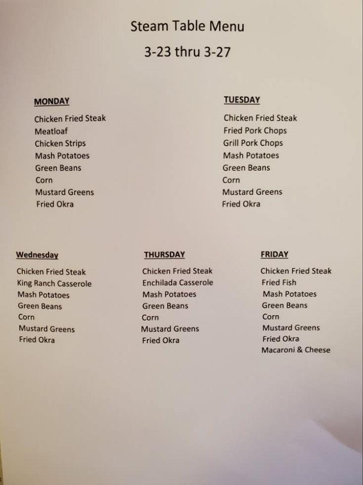 Menu at Bulldog Cafe, Sweeny