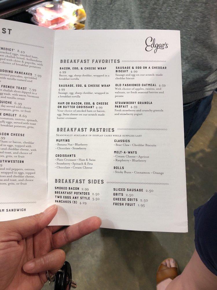 Menu at Edgar's Bakery, Huntsville, 472 Providence Main St NW 100