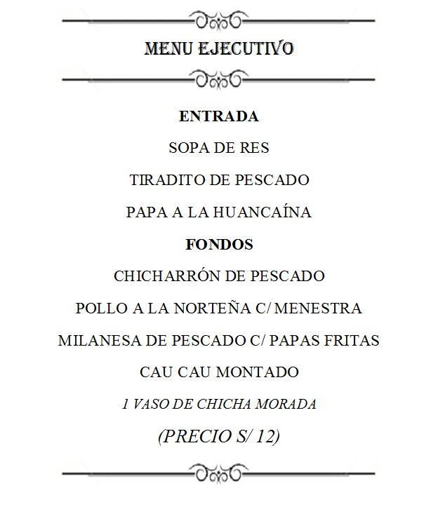 Menu At El Sabrosito Restaurant, Chimbote, Manuel Villavicencio 558