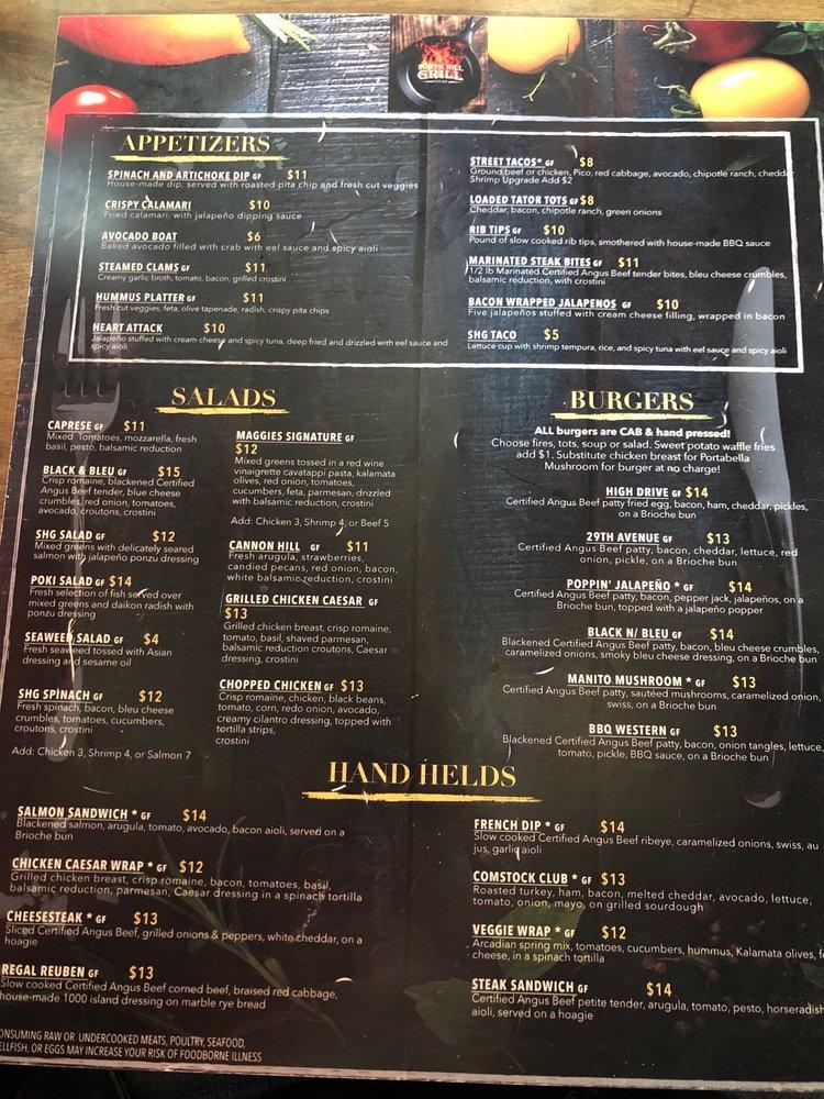 Menu at South Hill Grill restaurant, Spokane, E 57th Ave 7034