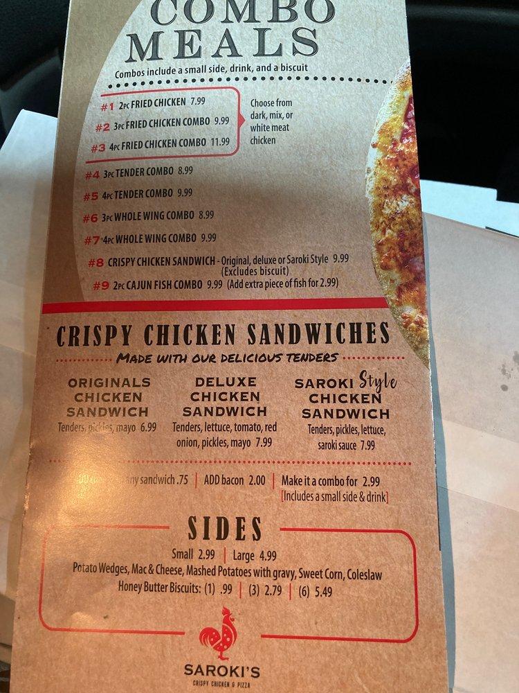 Menu at Saroki's Crispy Chicken & Pizza pizzeria, Romulus