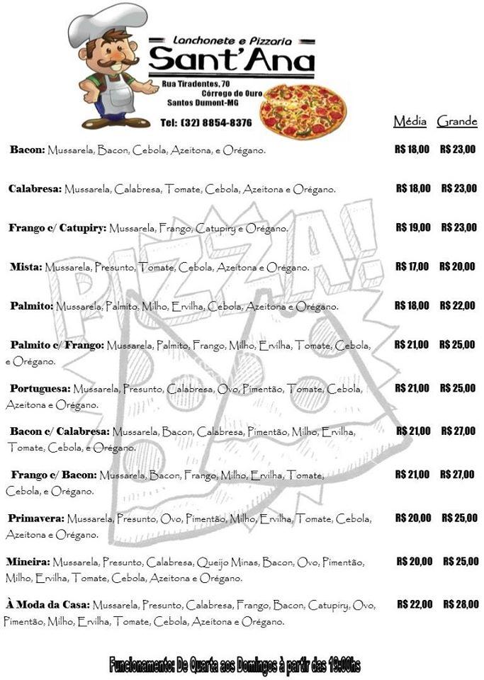 Pizzaria Sant'Ana cardápio