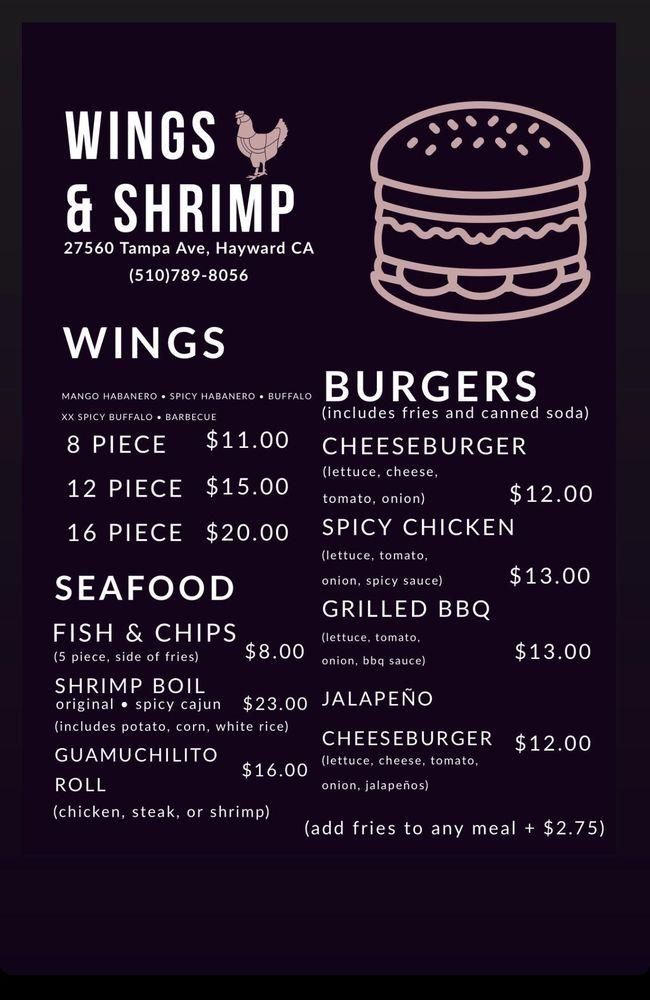 Menu at Wings & Shrimp, Hayward
