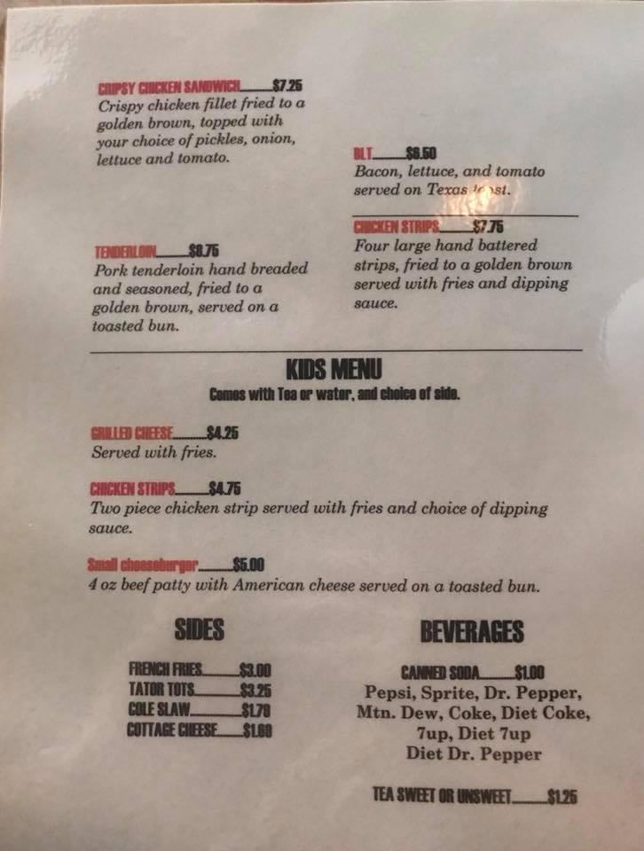Menu at Friendz Bar, Forest City