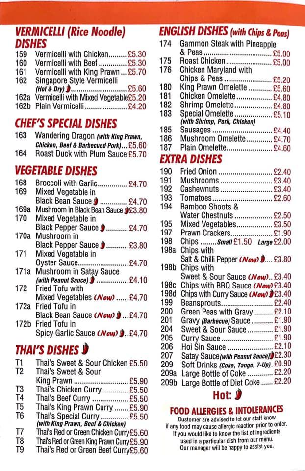 Menu at Golden Gate fast food, Peterborough