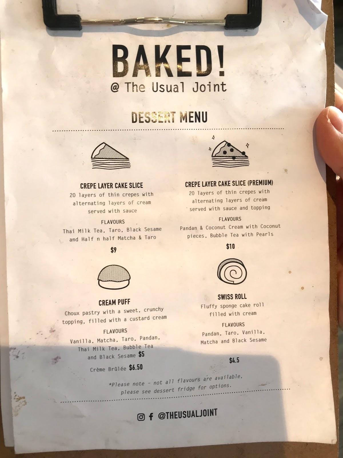 Menu at The Usual Joint restaurant, Sunshine North