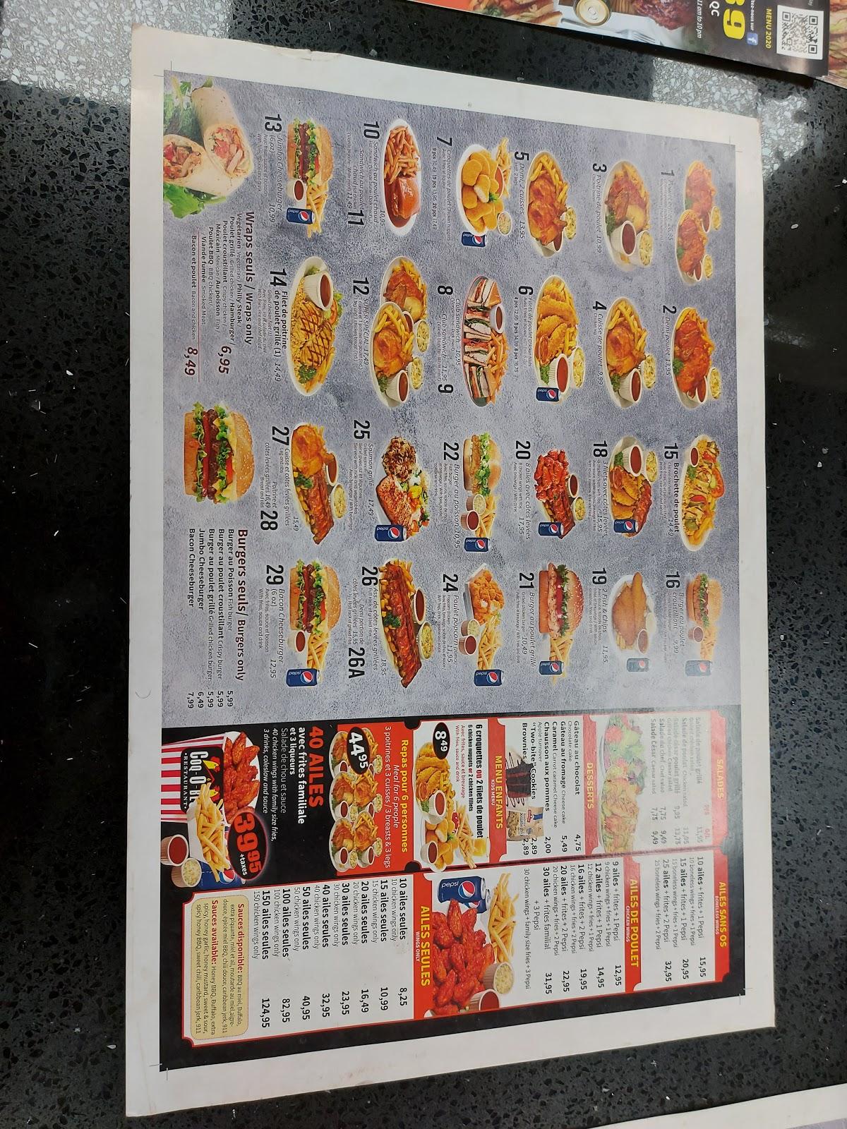 Menu at Coq-express (Dorval) restaurant, Dorval