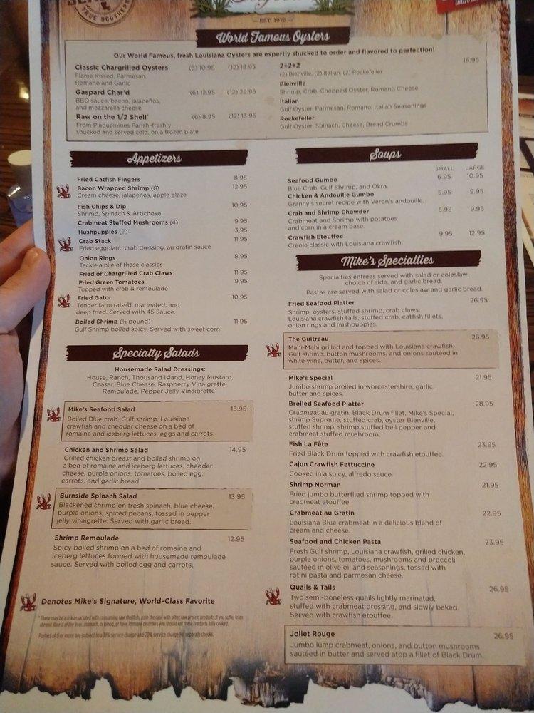 Menu at Mike Anderson's - Baton Rouge restaurant, Baton Rouge