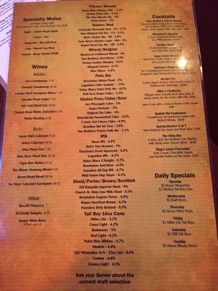 Menu at The Chatter Box of Long Grove pub & bar, Long Grove