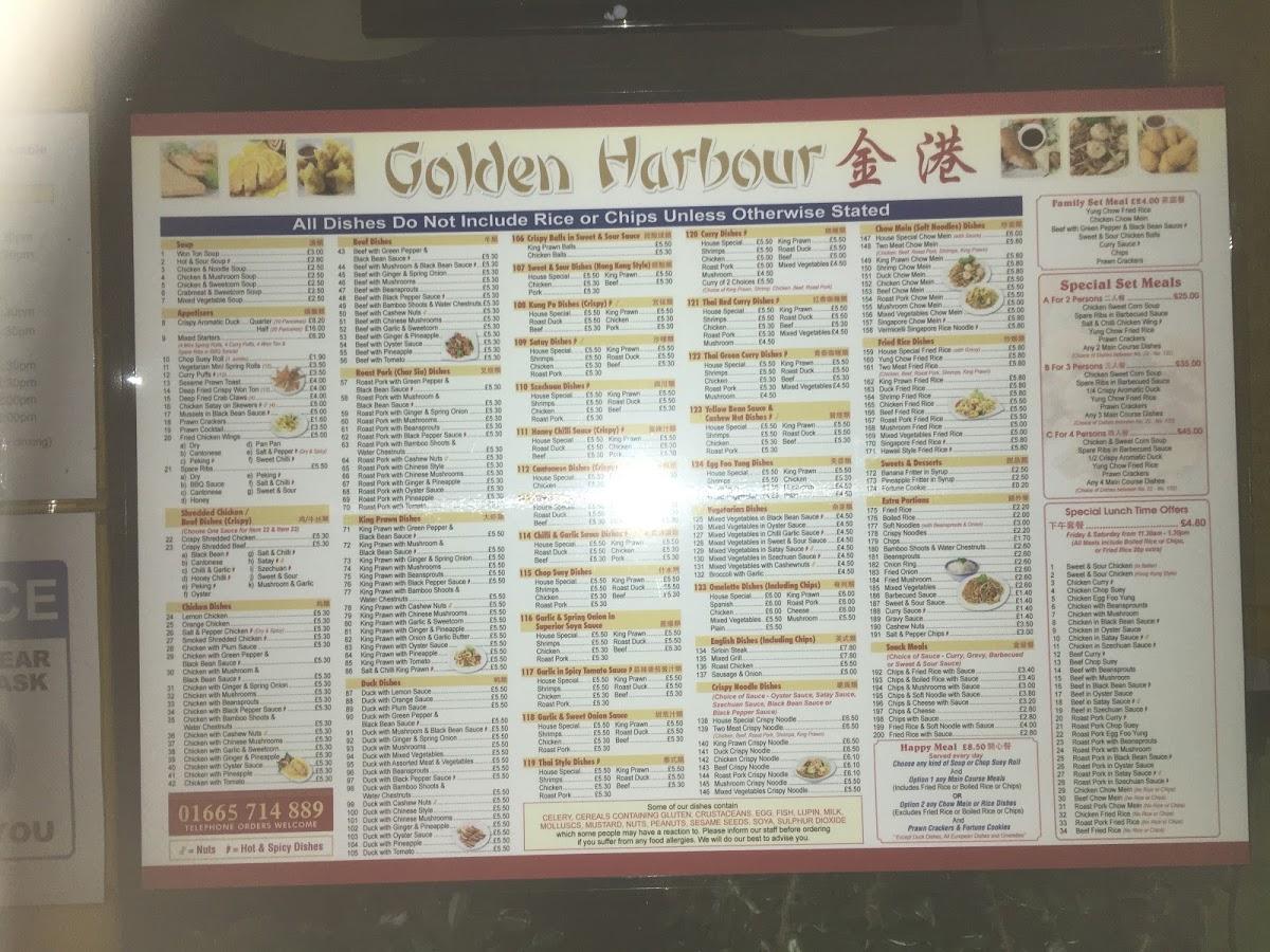 Menu at Golden Harbour Chinese Takeaway fast food, Warkworth