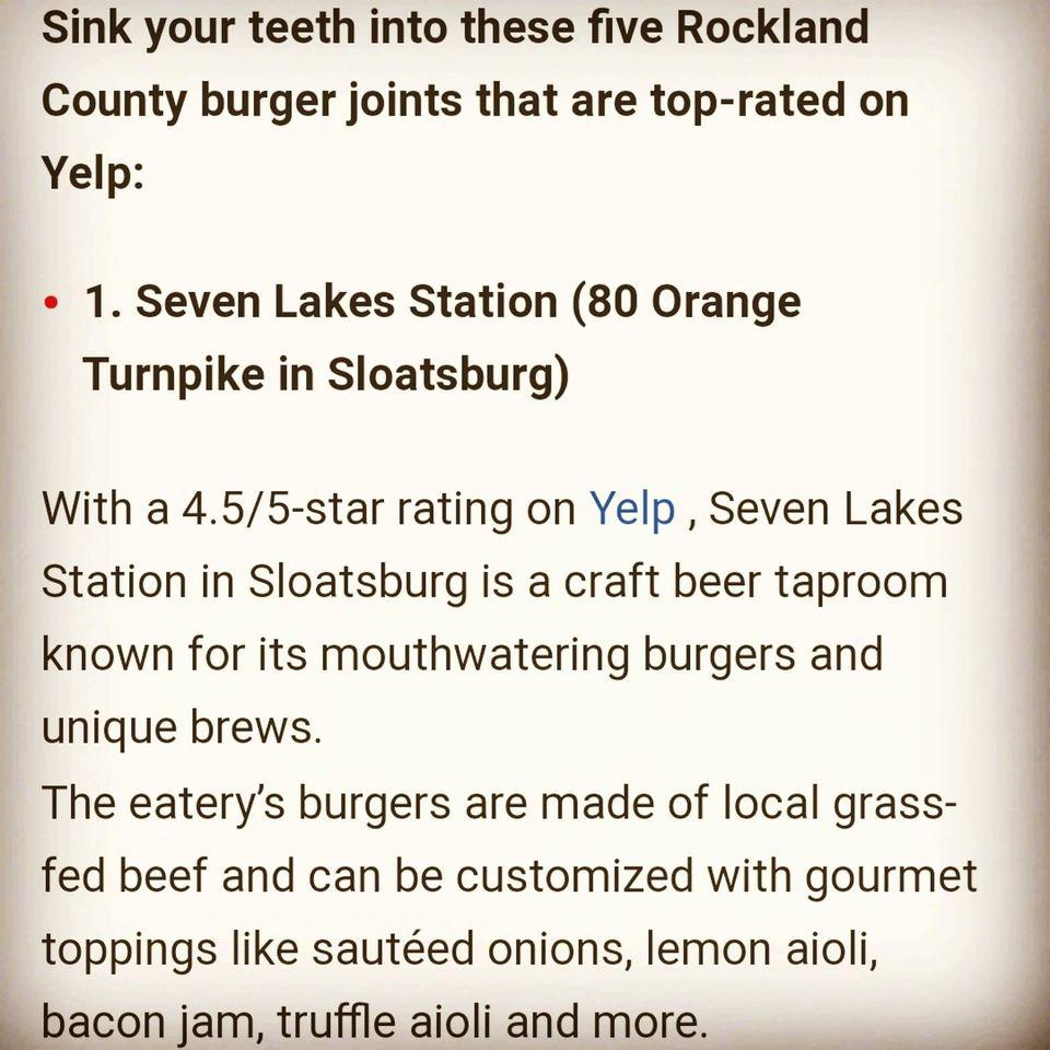 Menu at Seven Lakes Station pub & bar, Sloatsburg