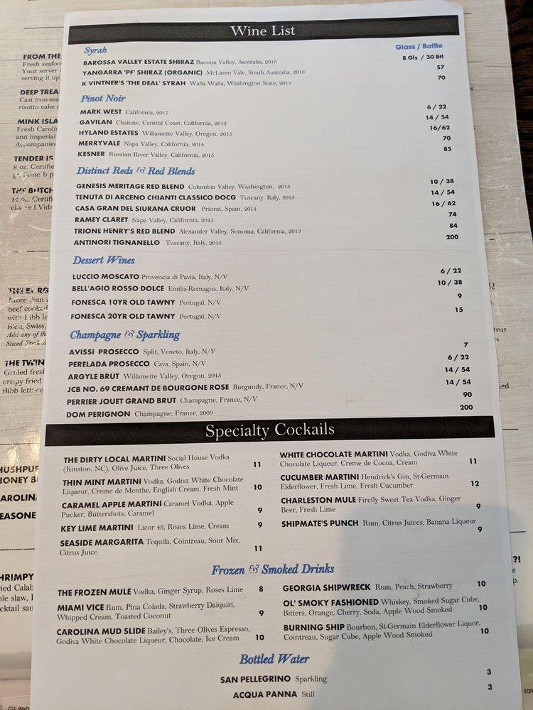 Menu at The Oyster Rock Waterfront Seafood restaurant, Calabash