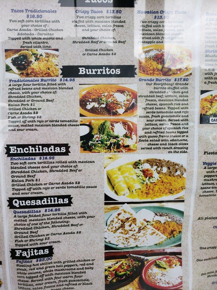 Menu at Chile Relleno restaurant, Kaneohe