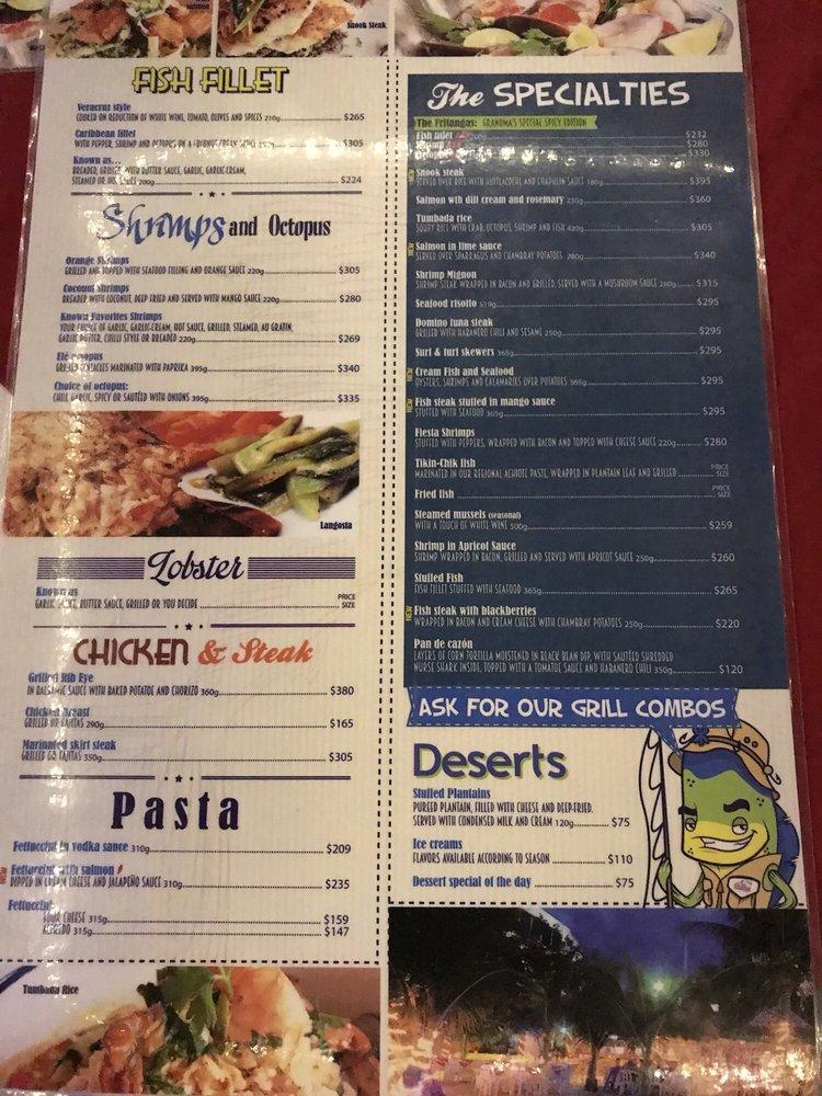 Menu at El Fish Fritanga restaurant, Cancún, Blvd. Kukulcan