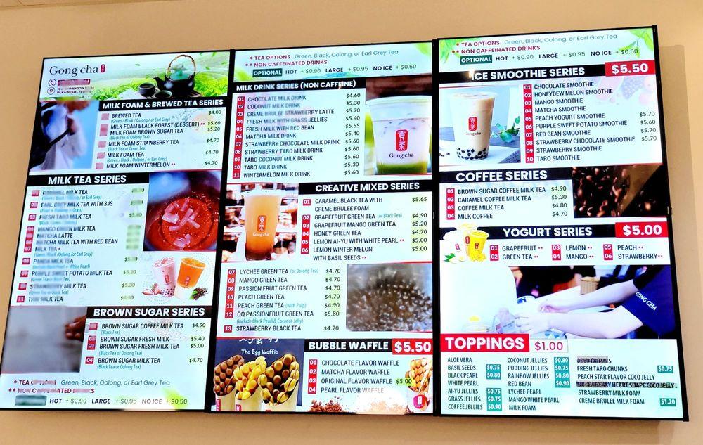 Menu at Gong Cha, Jacksonville