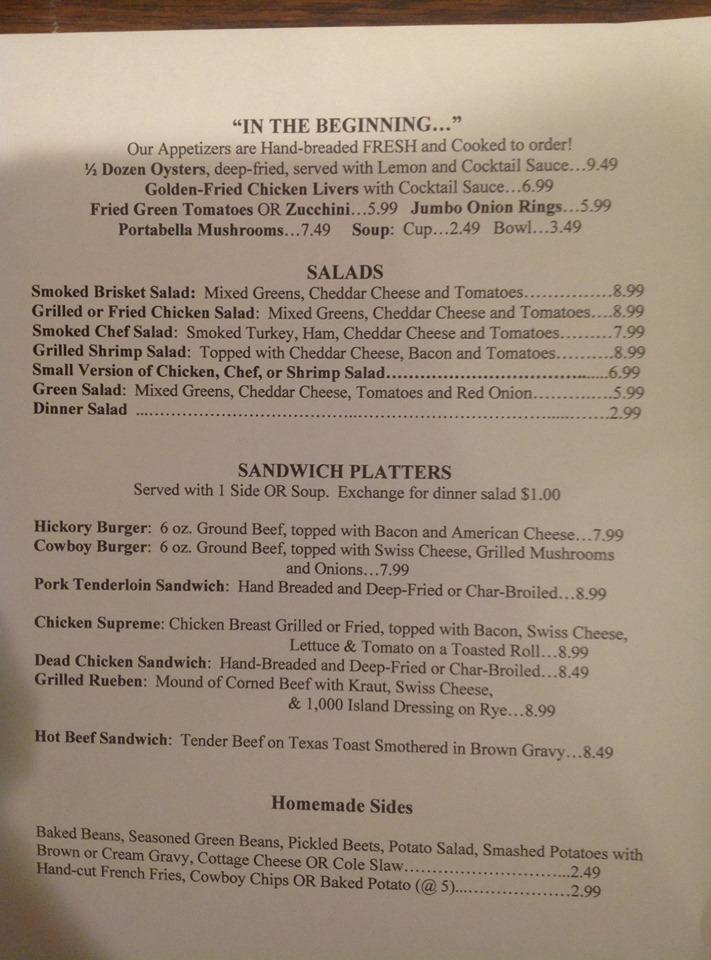 Little Big Horn Sedalia Menu