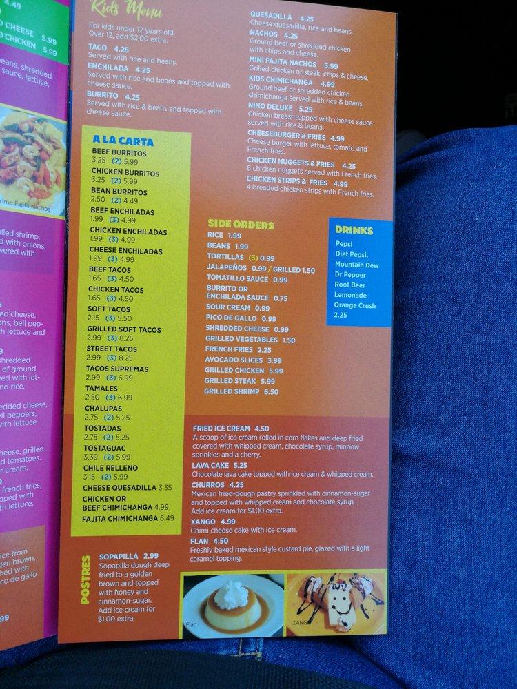 Menu at Oaxaca Mexican Restaurant, Forsyth