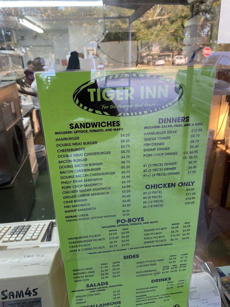 Menu at Tiger Inn fast food, Loreauville, 704 N Main St