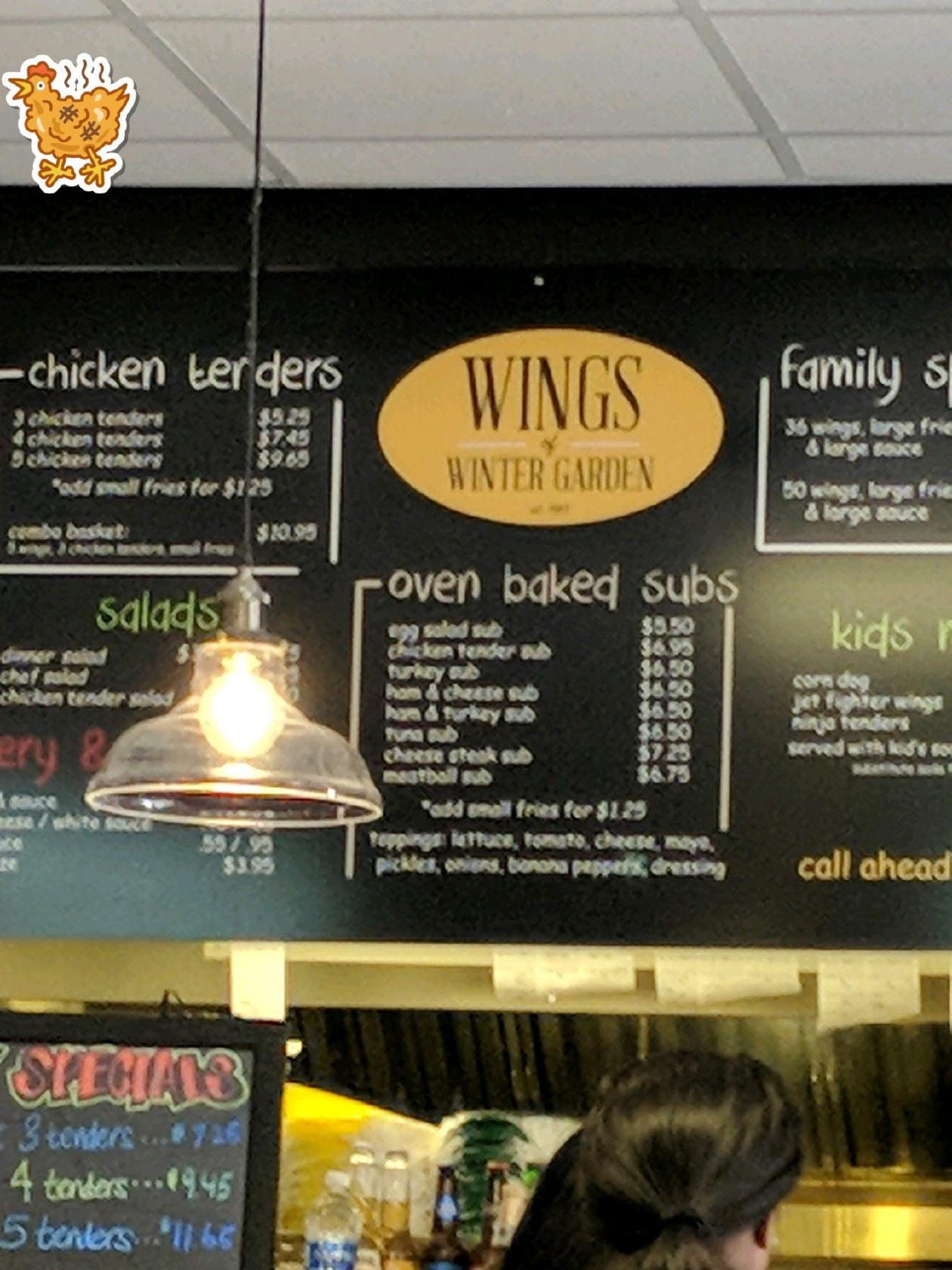 Menu at Wings of Winter Garden restaurant, Winter Garden