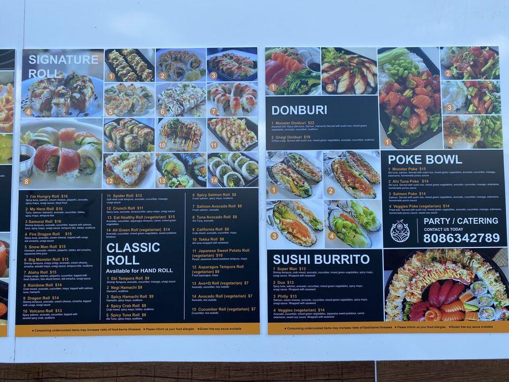 Menu at Big Monster Sushi Food Truck restaurant, Koloa