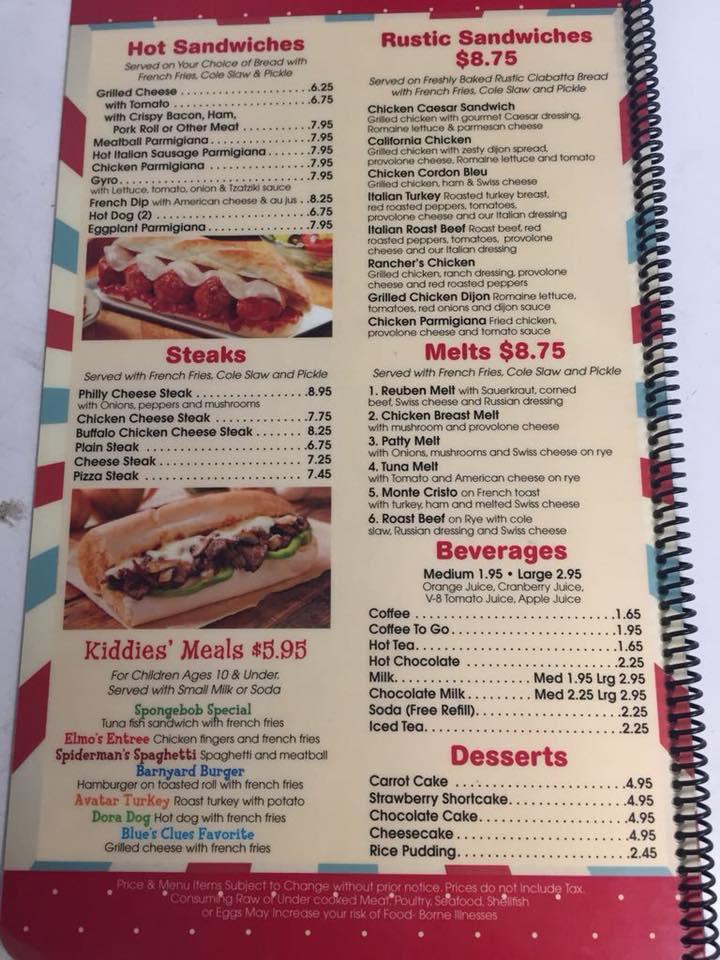 Menu at Paulsboro Diner restaurant, Paulsboro