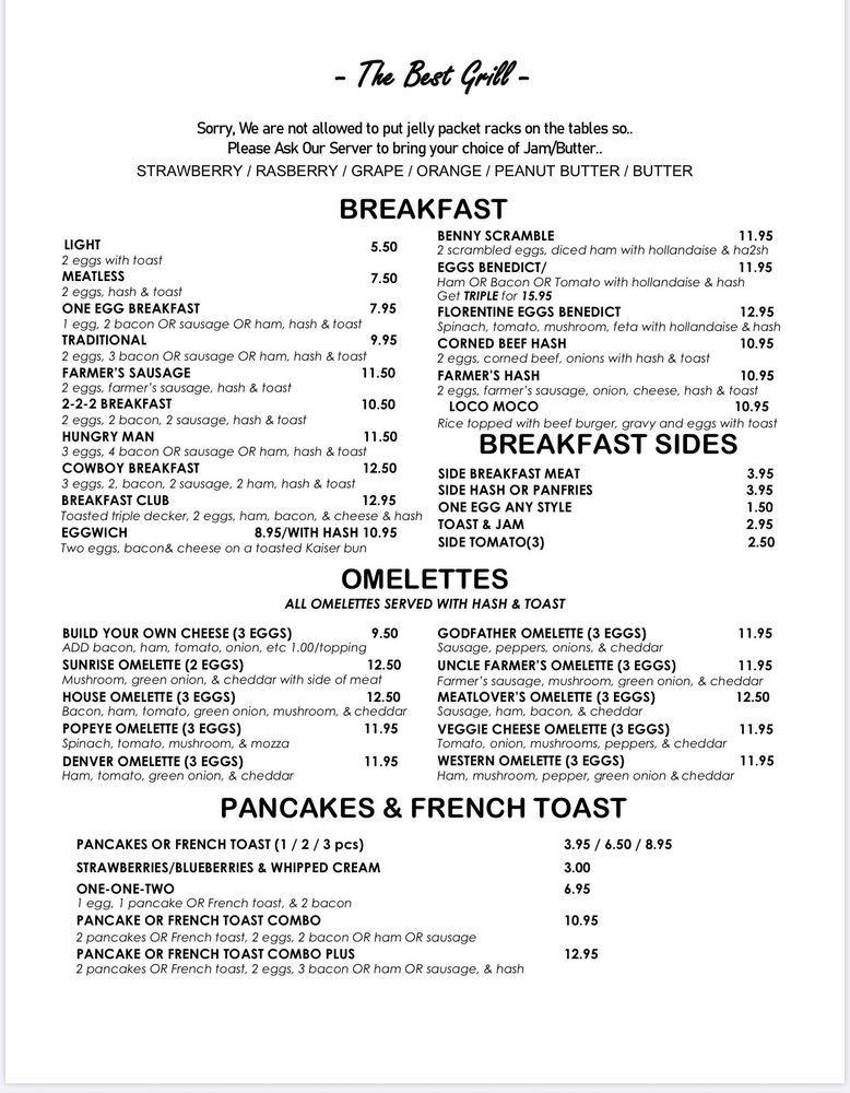 Menu at The Best Grill restaurant, Langley Township