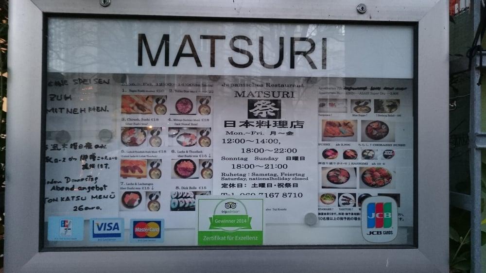 Speisekarte von Matsuri Restaurant, Frankfurt am Main, Ulmenstraße 1