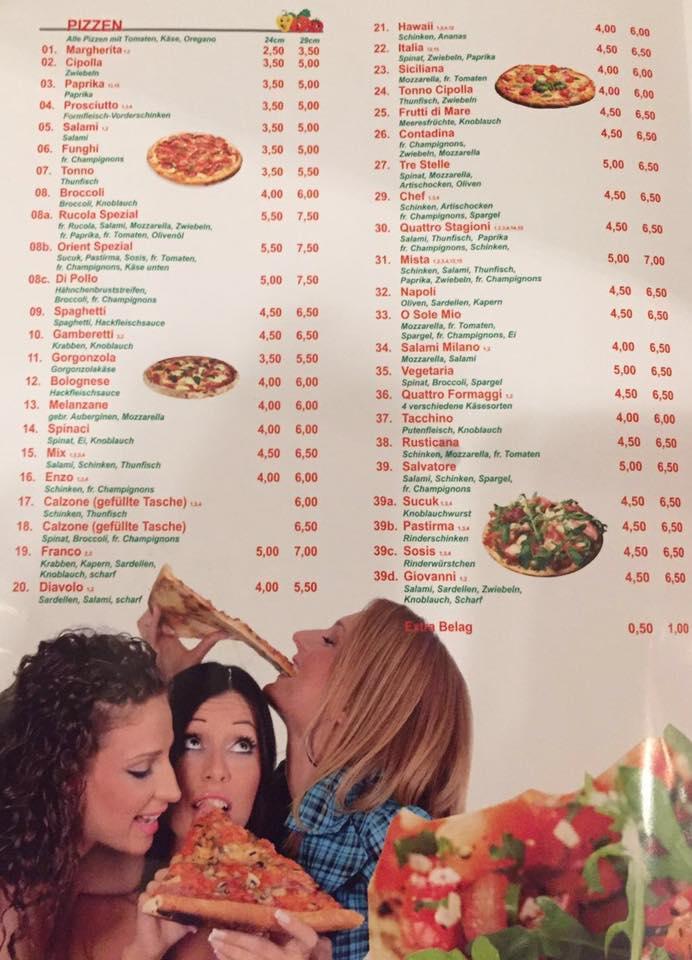Menu at Pizzeria Tre Stelle Duisburg, Duisburg