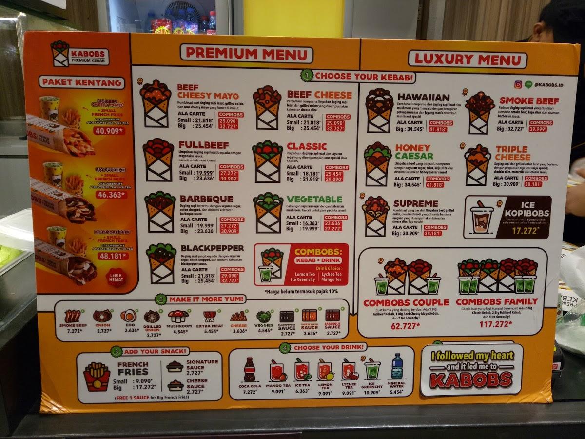 Menu at KABOBS - Premium Kebab, DMall Lt. 3, Depok