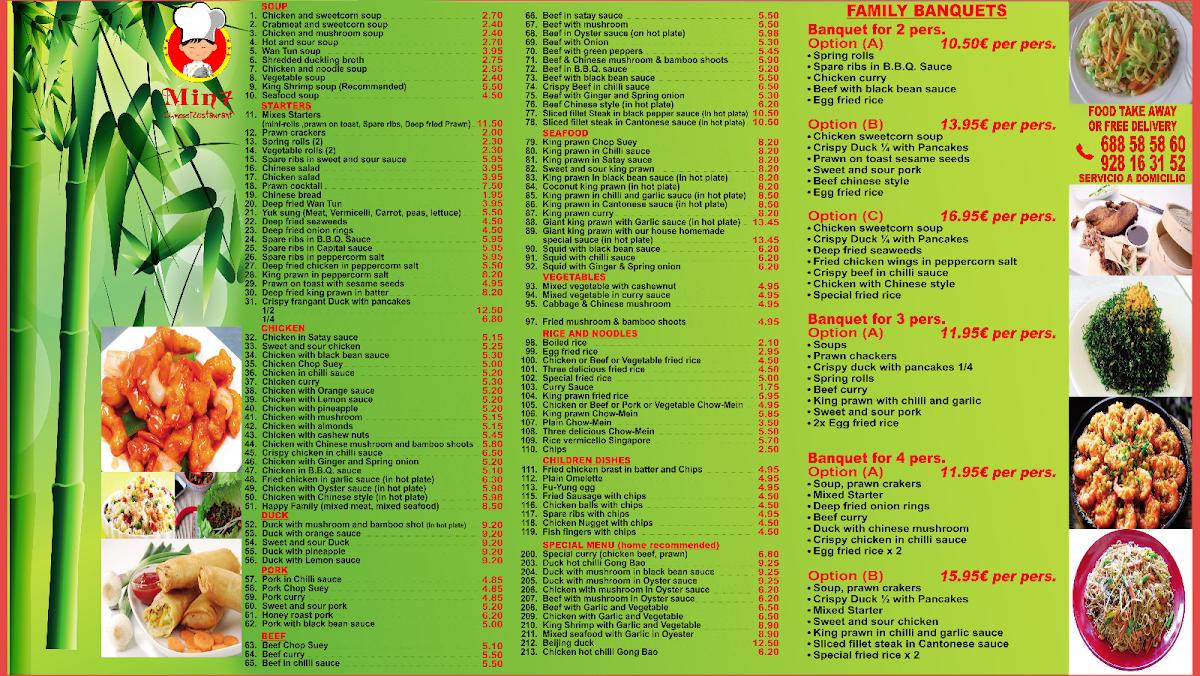 Menu at Min 7 Chinese Restaurant, Castillo Caleta de Fuste