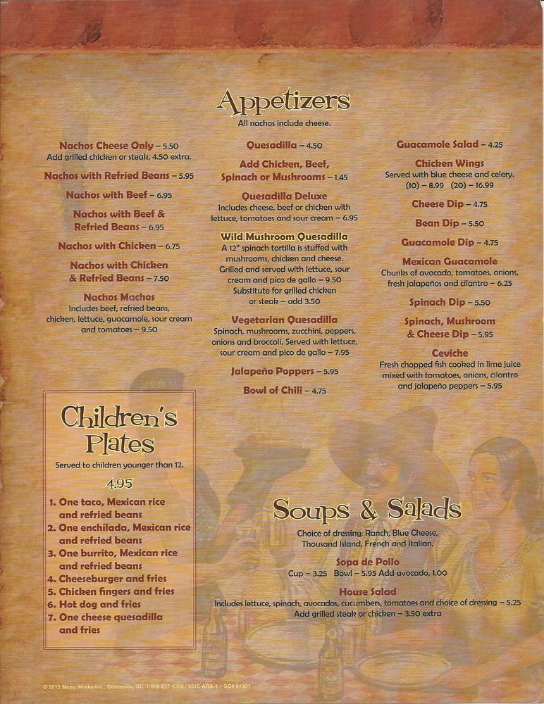 Menu at El Rey restaurant, East Ellijay