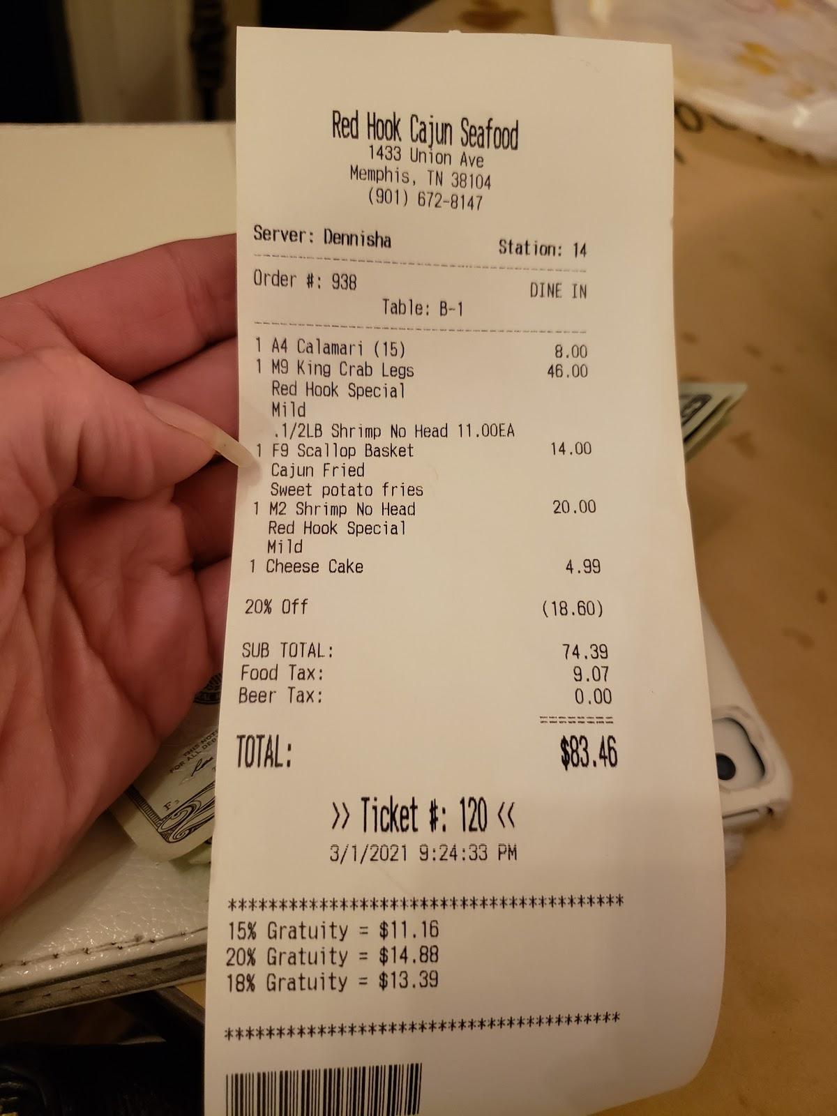 Menu at Red Hook Cajun Seafood & Bar (Union), Memphis