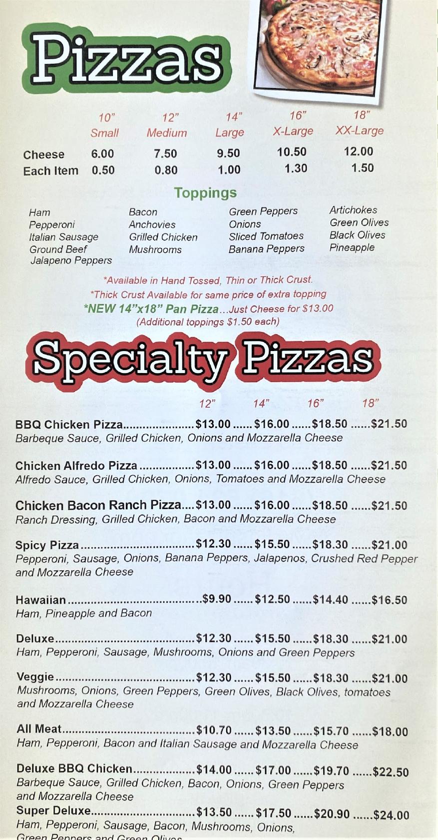 Menu at Lia's Pizza pizzeria, Grand Rapids