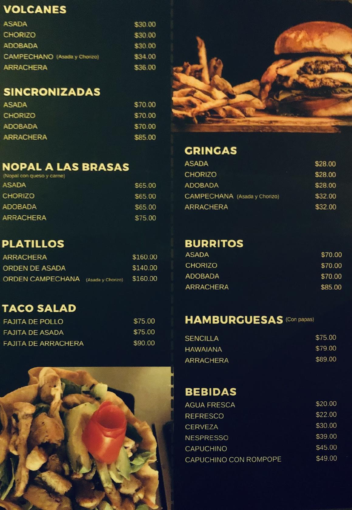 Menu at Santas Brasas Tacos y Machetes restaurant, Los Reyes