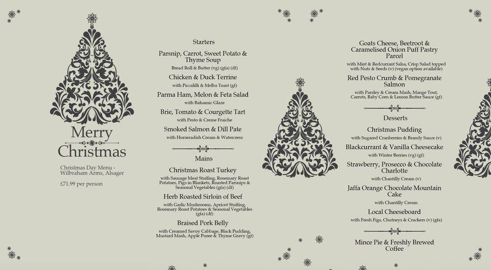 Menu at The Wilbraham Arms, Alsager pub & bar, Rode Heath