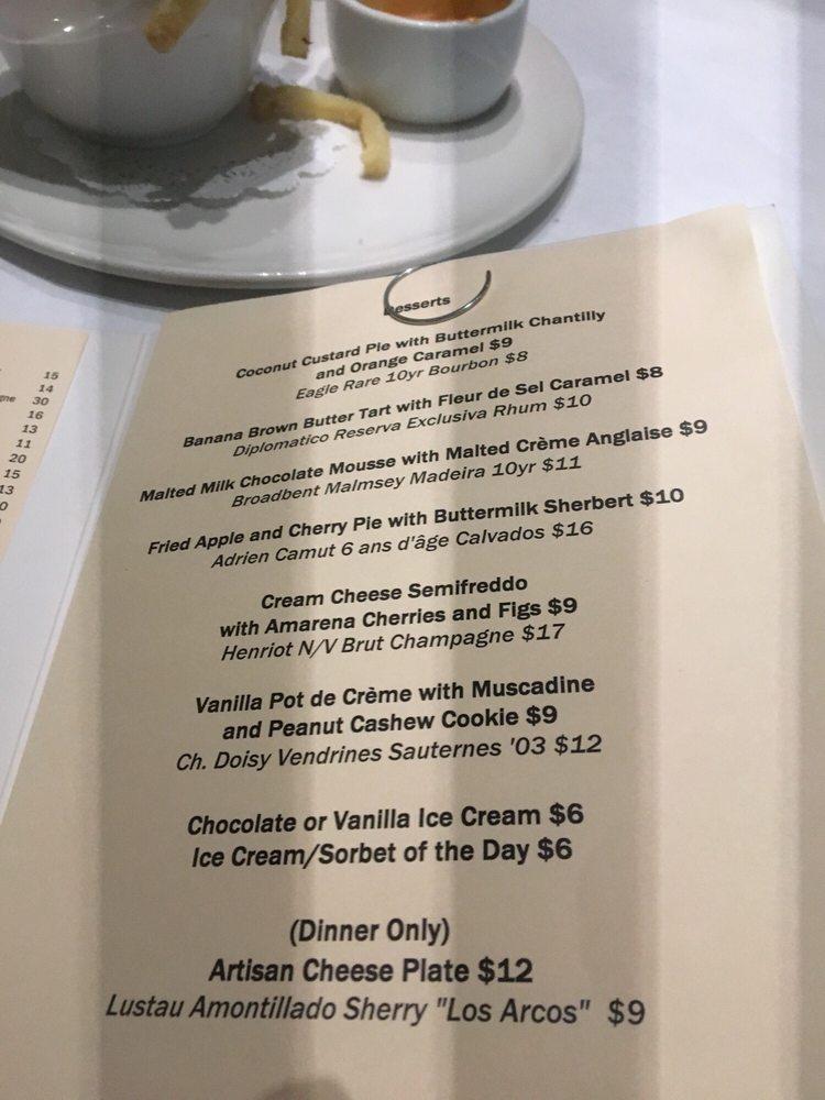 Menu at Herbsaint restaurant, New Orleans