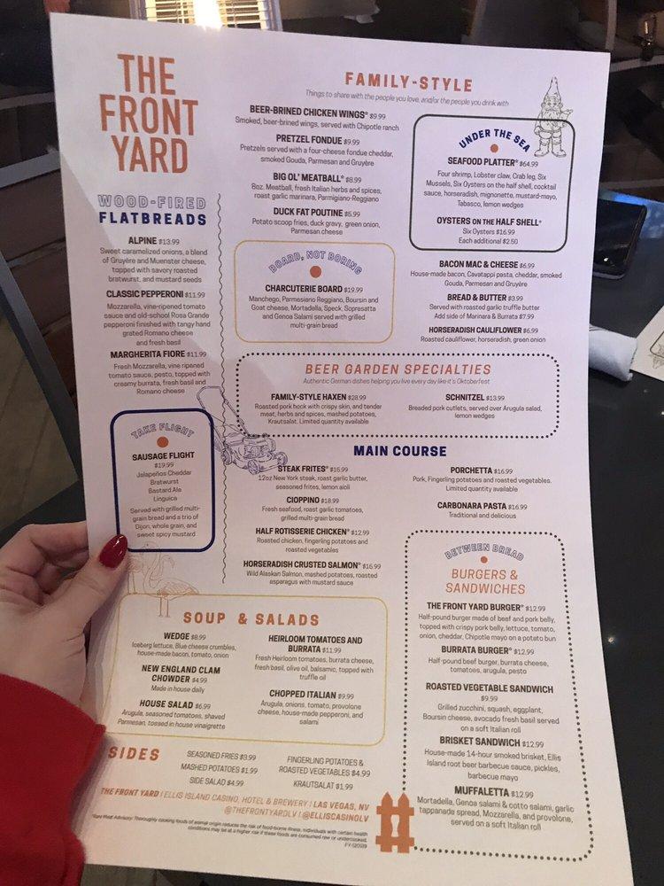 Carta del pub y bar The Front Yard, Las Vegas