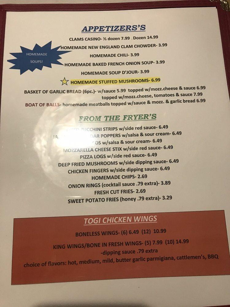 Menu at Togi's Family Restaurant, Bradford