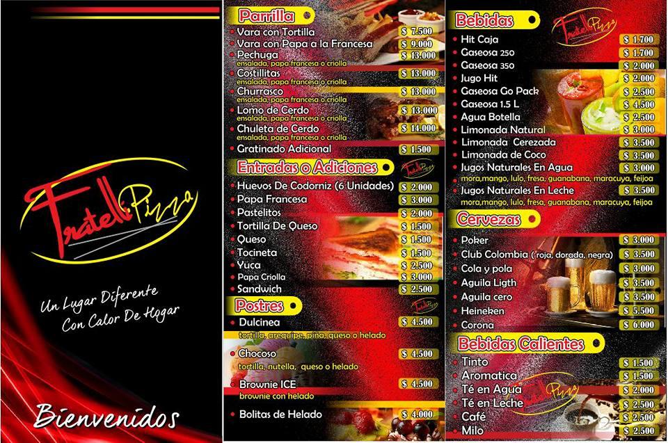 Menu at Fratelli PIZZA pizzeria, Fusagasugá, Calle 7 No. 1E03 B. PEKIN