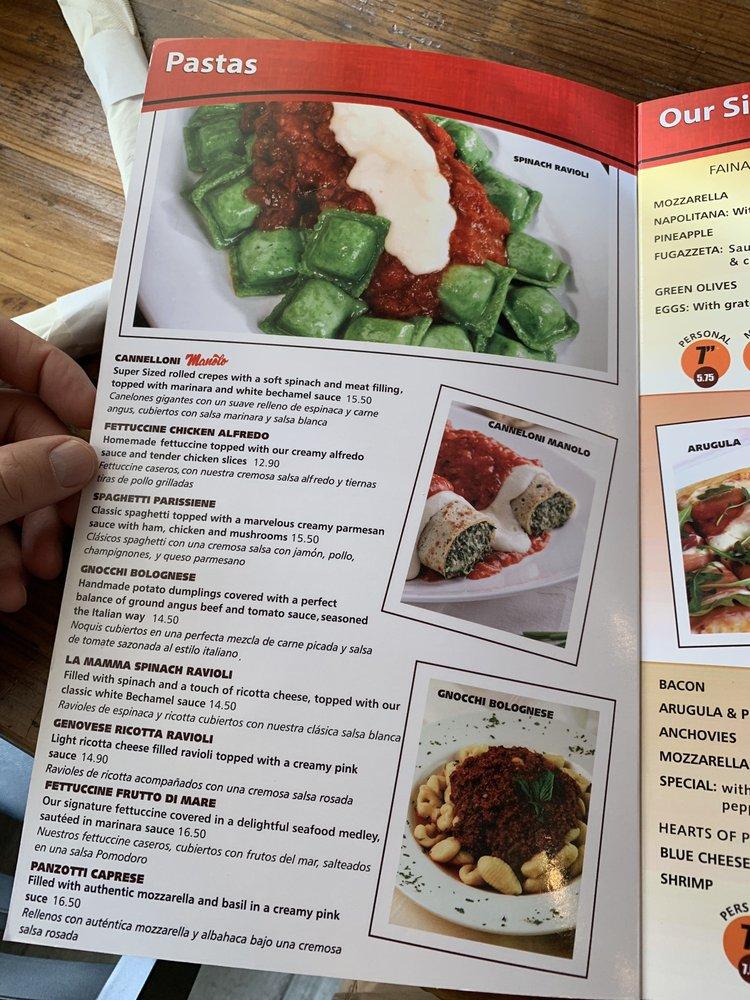 Menu at Manolo restaurant, Miami Beach, Collins Ave