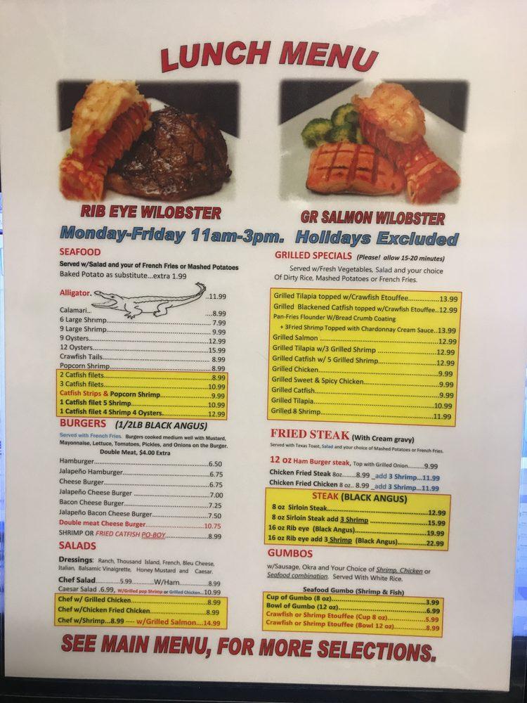 Menu at Sealand Seafood & Steak steakhouse, Brenham