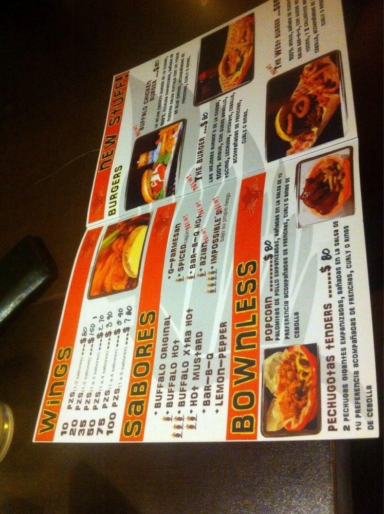 Menu at Buffalo Wings restaurant, Leon