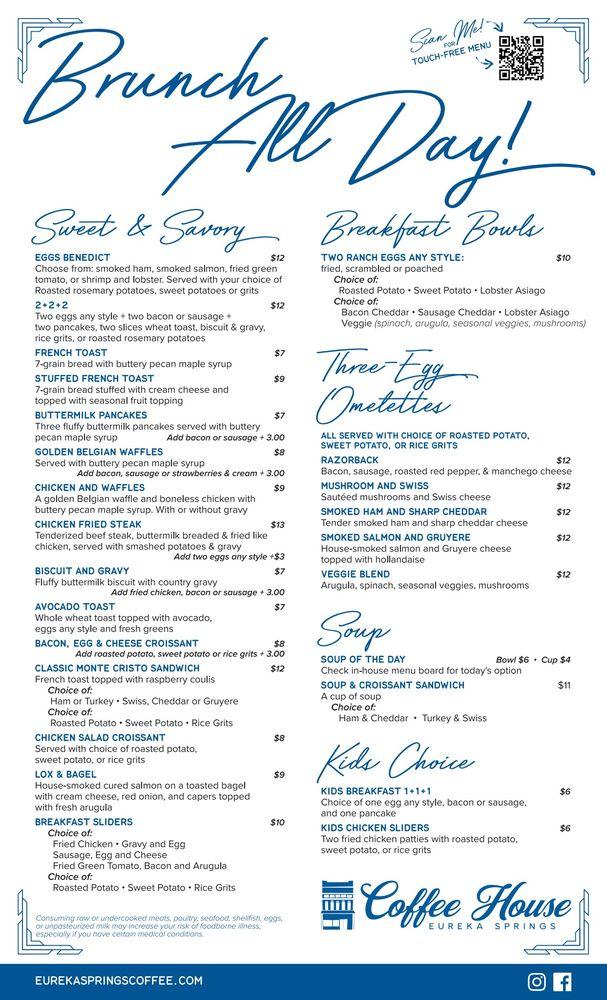 Menu at Eureka Springs Coffee House, Eureka Springs