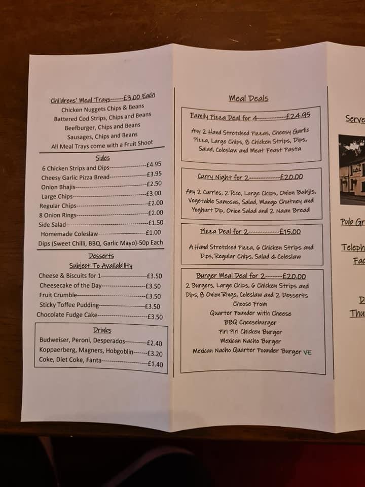 Menu at Bridgend Inn pub & bar, Ebbw Vale