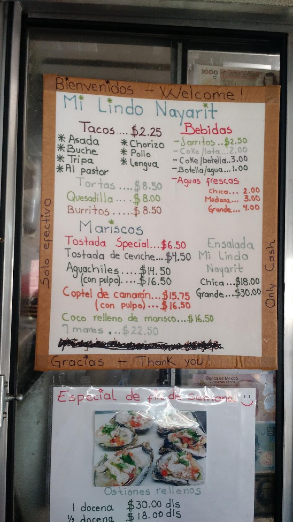 Menu At Mi Lindo Nayarit Carbondale Restaurant Carbondale 544 CO 133