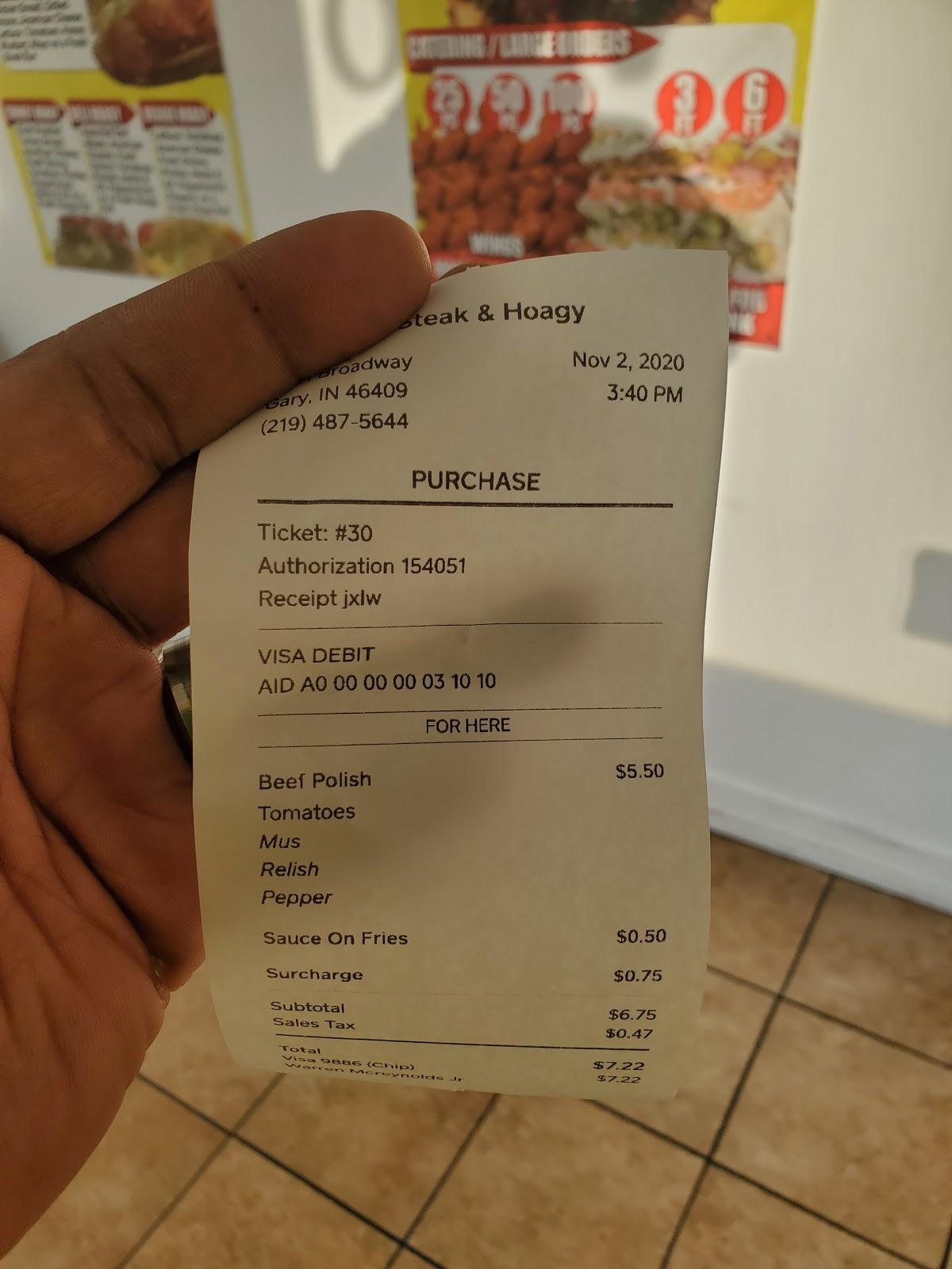 Menu at Nephew's Steak & Hoagy restaurant, Gary
