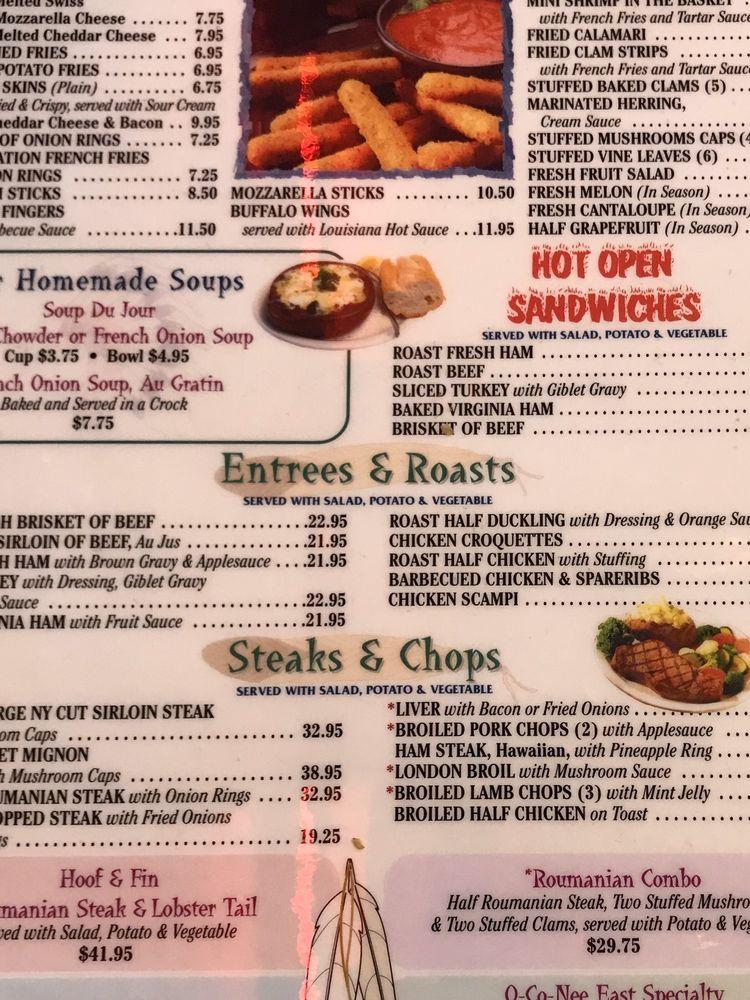 Menu at Oconee East Diner restaurant, Islip